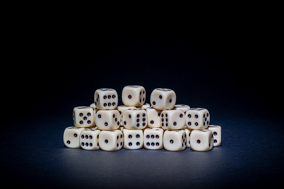 Collection of many 6-sided dice.